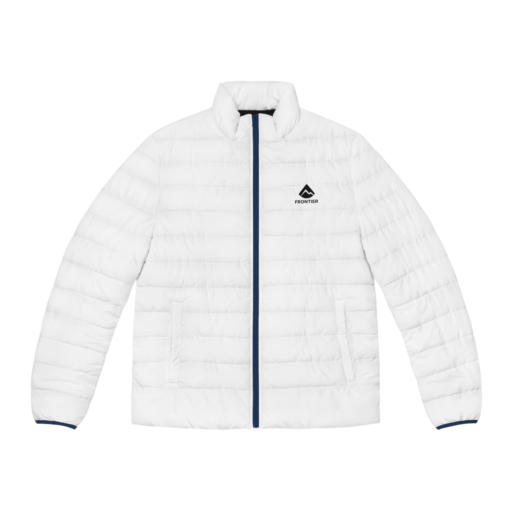 Men's White Puffer Jacket – Minimal Logo Insulated Winter Coat